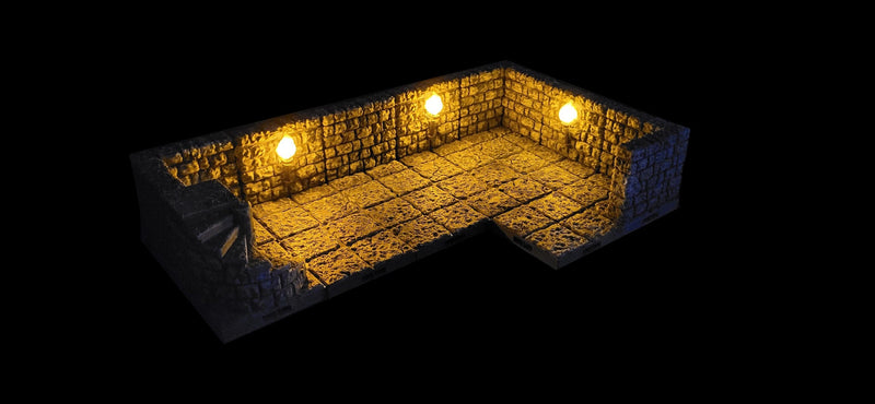 MAGNETIC LED Dungeon Torch Walls - Dungeon Theme | Painted Tabletop Terrain | Dungeons And Dragons, D&D, Pathfinder, Wargaming Dragonlock-3