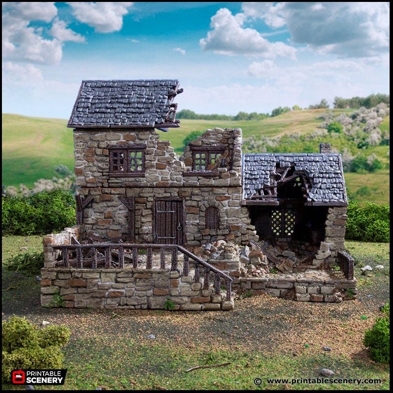 Ruined Stonestreet Bakers - King and Country, DnD, Pathfinder, 15mm, 28mm, 32mm, wargaming terrain, scatter scenery D&D medieval village-5