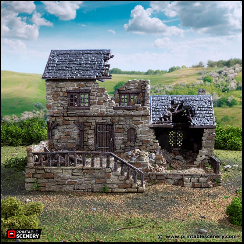 Ruined Stonestreet Bakers - King and Country, DnD, Pathfinder, 15mm, 28mm, 32mm, wargaming terrain, scatter scenery D&D medieval village-5