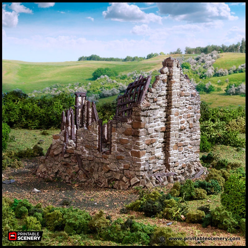 Ruined Barleyway Cottage - King and Country, DnD, Pathfinder, 15mm, 28mm, 32mm, wargaming terrain, scatter scenery D&D medieval village-5