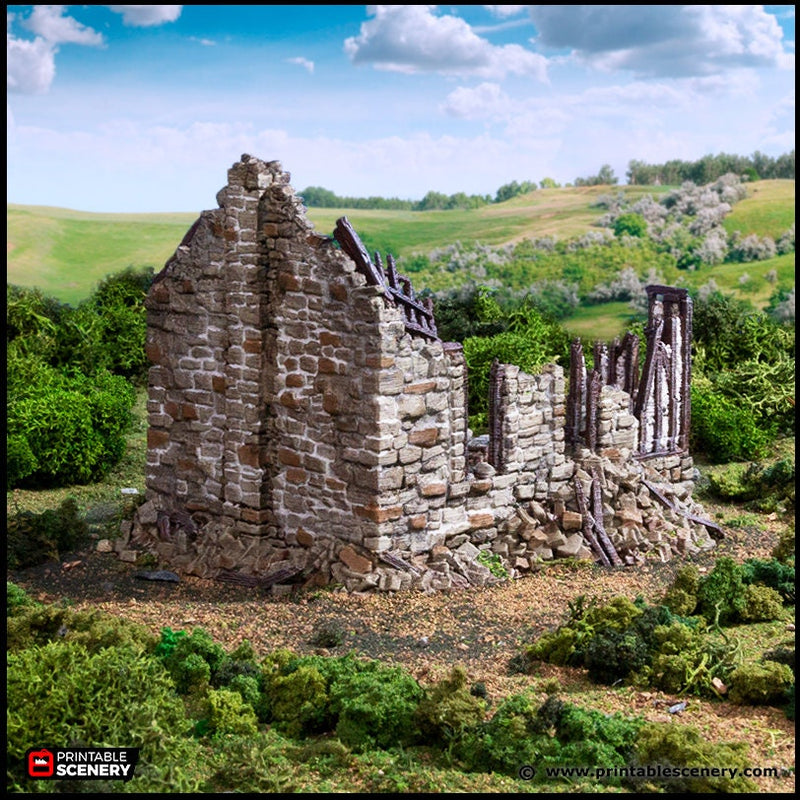Ruined Barleyway Cottage - King and Country, DnD, Pathfinder, 15mm, 28mm, 32mm, wargaming terrain, scatter scenery D&D medieval village-6