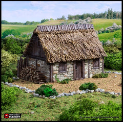 Norman Stone Barn - King and Country, DnD, Pathfinder, 15mm, 28mm, 32mm, wargaming terrain, scenery D&D farm, crops, medieval village, town-1