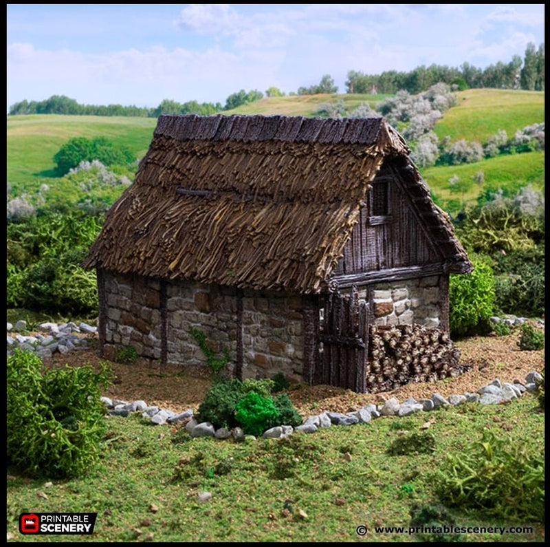 Norman Stone Barn - King and Country, DnD, Pathfinder, 15mm, 28mm, 32mm, wargaming terrain, scenery D&D farm, crops, medieval village, town-6