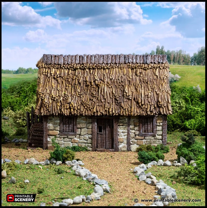 Norman Stone Barn - King and Country, DnD, Pathfinder, 15mm, 28mm, 32mm, wargaming terrain, scenery D&D farm, crops, medieval village, town-5