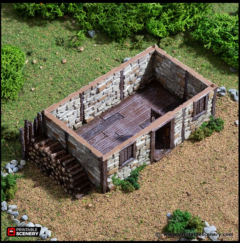 Norman Stone Barn - King and Country, DnD, Pathfinder, 15mm, 28mm, 32mm, wargaming terrain, scenery D&D farm, crops, medieval village, town-4
