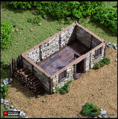 Norman Stone Barn - King and Country, DnD, Pathfinder, 15mm, 28mm, 32mm, wargaming terrain, scenery D&D farm, crops, medieval village, town-4