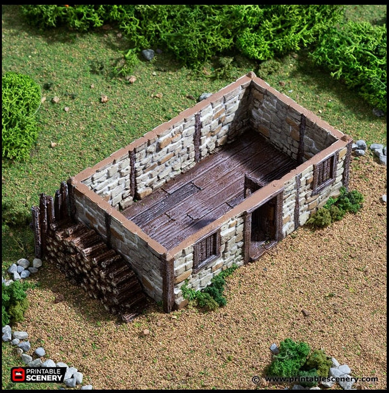 Norman Stone Barn - King and Country, DnD, Pathfinder, 15mm, 28mm, 32mm, wargaming terrain, scenery D&D farm, crops, medieval village, town-4