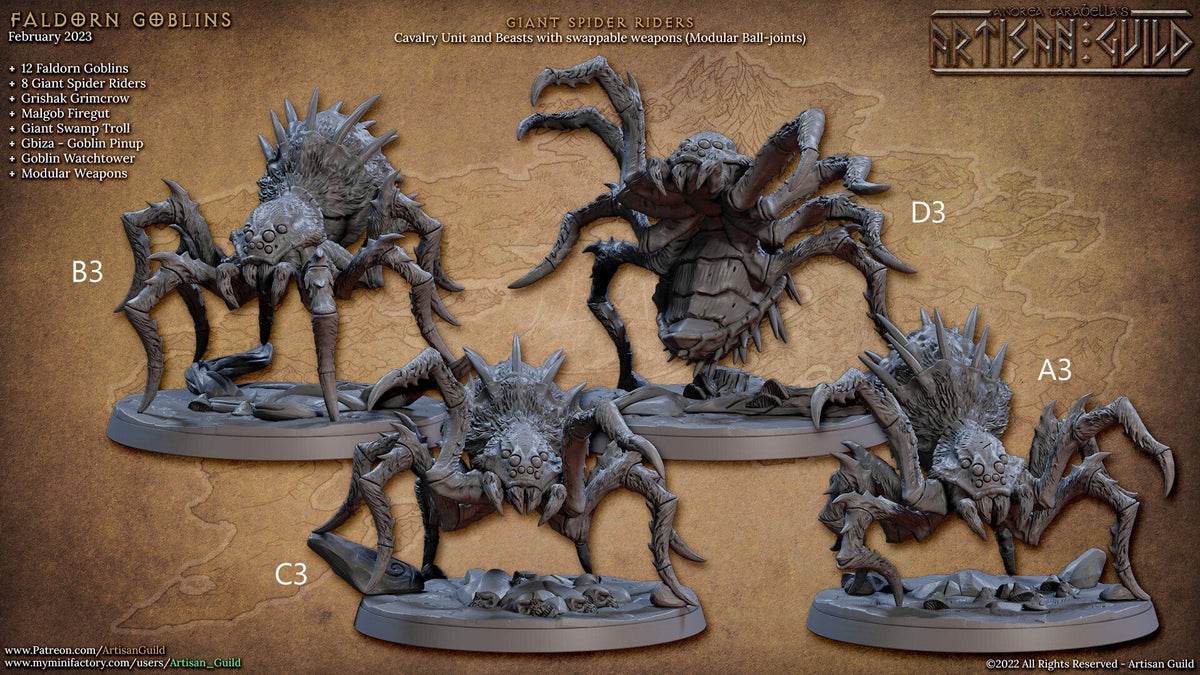 Giant Spider Riders - Artisan Guild Faldorn Goblins | Monster | Fantasy, DnD | Goblin | Fighter | Archer | Mounted | Swamp | Melee | Ranged-3