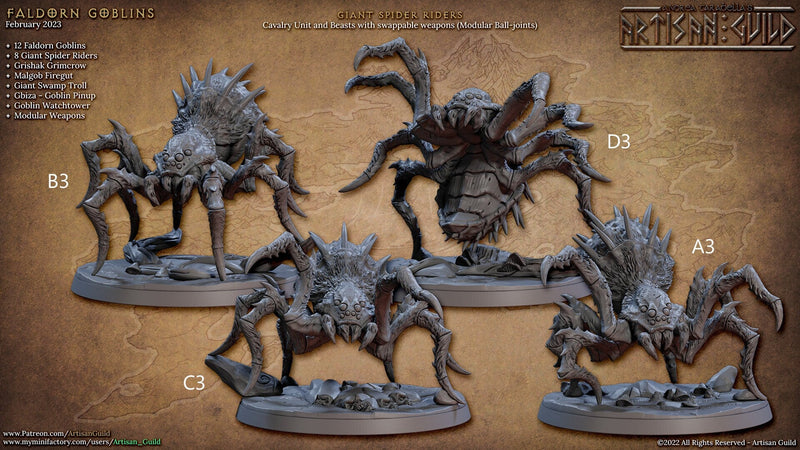 Giant Spider Riders - Artisan Guild Faldorn Goblins | Monster | Fantasy, DnD | Goblin | Fighter | Archer | Mounted | Swamp | Melee | Ranged-3