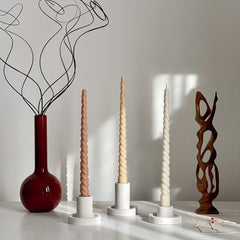 Tall Twisted Soy Wax Taper Candle: Handmade Pastel Decor-6