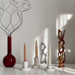Handmade Twisted Soy Wax Taper Candle: Pastel Dinner Candle-5