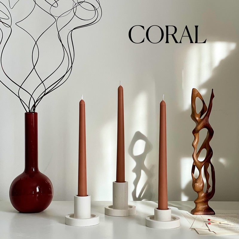 Handmade Narrow Taper Candle: Pastel Soy Wax Dinner Candle-2