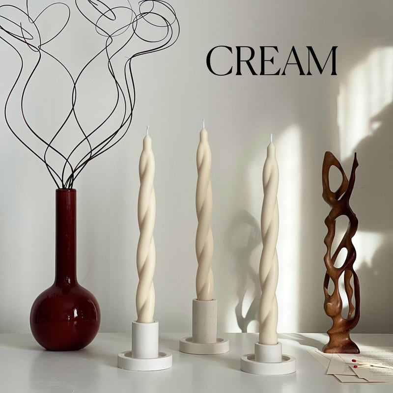 Tall Twisted Soy Wax Candle: Handmade Dinner Candle-3