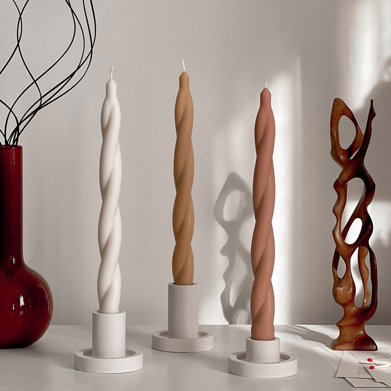 Tall Twisted Soy Wax Candle: Handmade Dinner Candle-1
