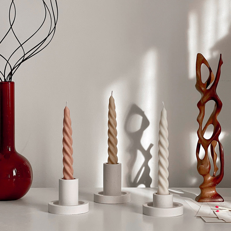 Handmade Twisted Soy Wax Taper Candle: Pastel Dinner Candle-1