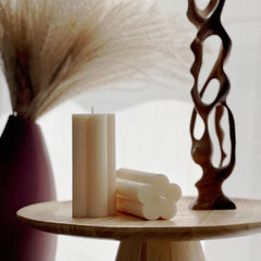 Flower Pillar Soy Candle: Minimalist Home Decor, Unscented Vegan Candle-1