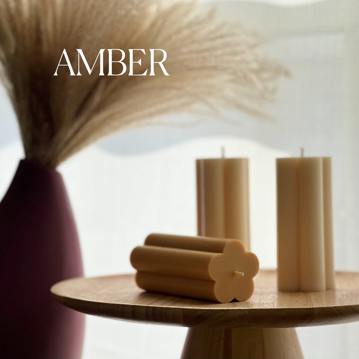 Flower Pillar Soy Candle: Minimalist Home Decor, Unscented Vegan Candle-6
