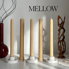 Ribbed Soy Wax Taper Candle: Handmade Unscented Pillar-5