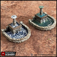 Town Fountains - King and Country, DnD, Pathfinder, 15mm, 28mm, 32mm, wargaming terrain, scenery D&D shop, medieval village, square, town-4