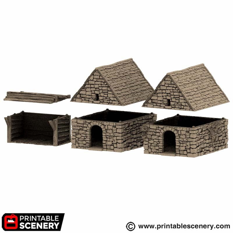Small Rustic Barns - King and Country, DnD, Pathfinder, 15mm, 28mm, 32mm, wargaming terrain, scenery D&D, medieval village, farm, fields-3