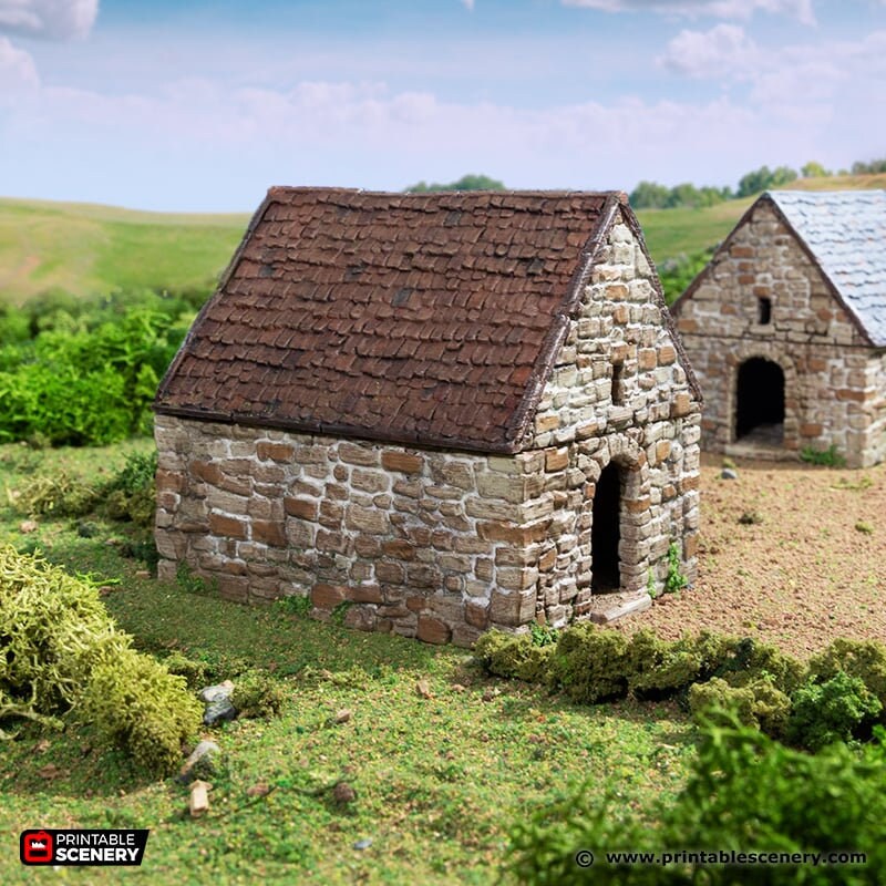 Small Rustic Barns - King and Country, DnD, Pathfinder, 15mm, 28mm, 32mm, wargaming terrain, scenery D&D, medieval village, farm, fields-2