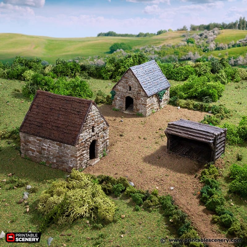 Small Rustic Barns - King and Country, DnD, Pathfinder, 15mm, 28mm, 32mm, wargaming terrain, scenery D&D, medieval village, farm, fields-1