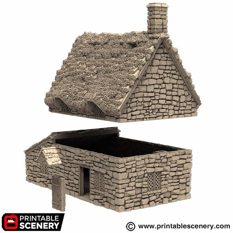 Crow Cottage - King and Country, DnD, Pathfinder, 15mm, 28mm, 32mm, wargaming terrain, scenery D&D, medieval village, house, home, town-3
