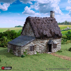 Crow Cottage - King and Country, DnD, Pathfinder, 15mm, 28mm, 32mm, wargaming terrain, scenery D&D, medieval village, house, home, town-1