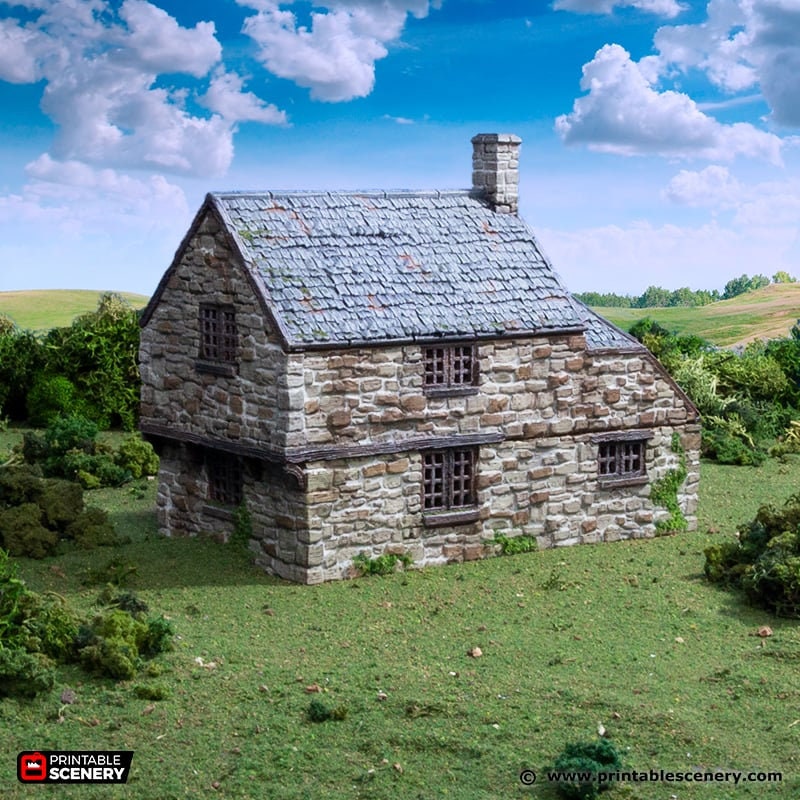 Hollyhock Cottage - King and Country, DnD, Pathfinder, 15mm, 28mm, 32mm, wargaming terrain, scenery D&D, medieval village, house, home, town-2