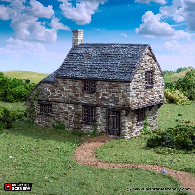 Hollyhock Cottage - King and Country, DnD, Pathfinder, 15mm, 28mm, 32mm, wargaming terrain, scenery D&D, medieval village, house, home, town-5