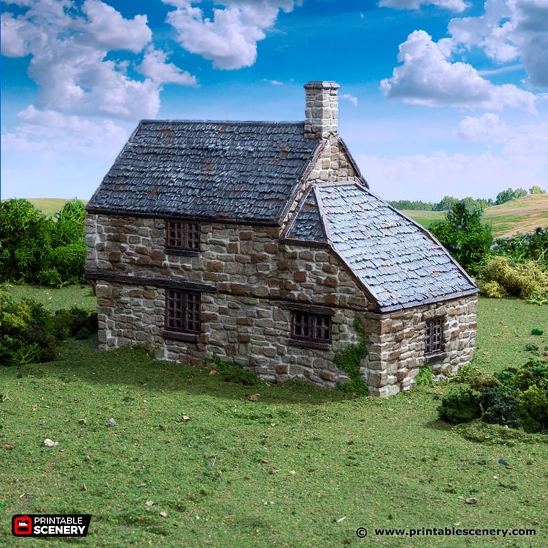 Hollyhock Cottage - King and Country, DnD, Pathfinder, 15mm, 28mm, 32mm, wargaming terrain, scenery D&D, medieval village, house, home, town-6
