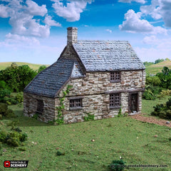 Hollyhock Cottage - King and Country, DnD, Pathfinder, 15mm, 28mm, 32mm, wargaming terrain, scenery D&D, medieval village, house, home, town-1