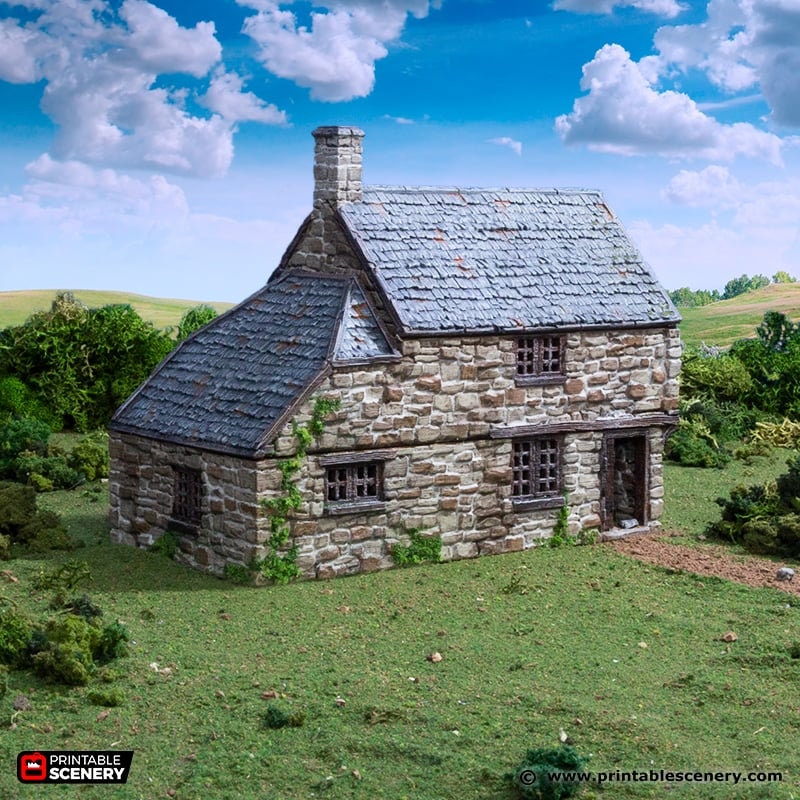 Hollyhock Cottage - King and Country, DnD, Pathfinder, 15mm, 28mm, 32mm, wargaming terrain, scenery D&D, medieval village, house, home, town-1