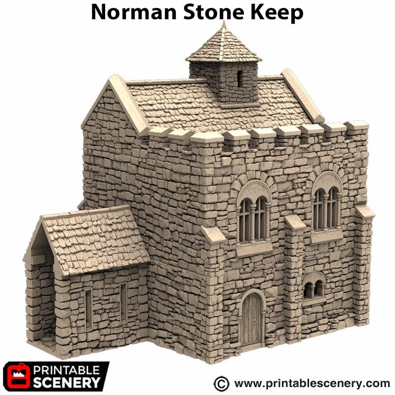 Norman Stone Keep - King and Country, DnD, Pathfinder, 15mm, 28mm, 32mm, wargaming terrain, scenery D&D, medieval castle, fort, village-4
