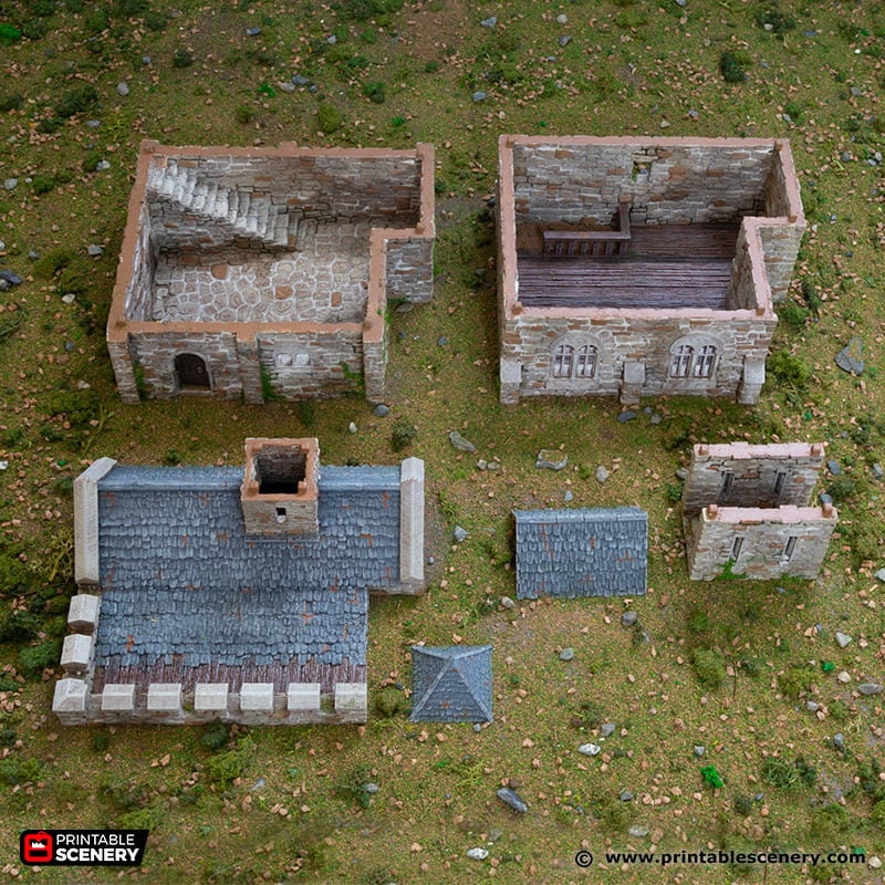Norman Stone Keep - King and Country, DnD, Pathfinder, 15mm, 28mm, 32mm, wargaming terrain, scenery D&D, medieval castle, fort, village-5
