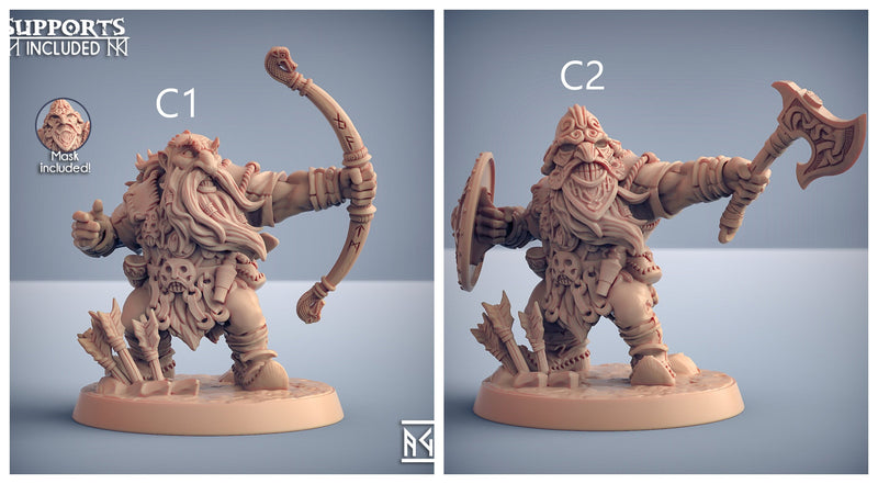 Dwarf Mountaineer mini set - Artisans Guild | Dwarf | Male | Female | Archer | Melee | Fighter | DnD | Wargaming | Pathfinder Fantasy-4