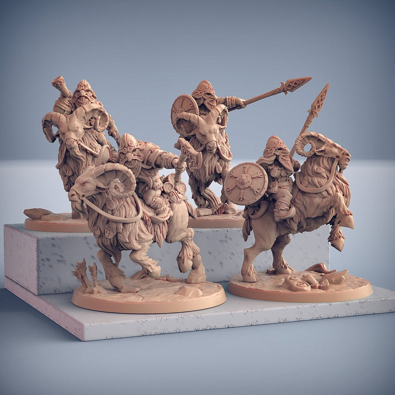 Dwarven Ram Riders - Artisans Guild | Dwarf | Male | Female | Mounted | Melee | Ranged | Fighter | Ranger | Fantasy | DnD | Pathfinder, 32mm-1