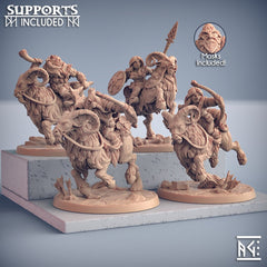 Dwarven Ram Riders - Artisans Guild | Dwarf | Male | Female | Mounted | Melee | Ranged | Fighter | Ranger | Fantasy | DnD | Pathfinder, 32mm-2