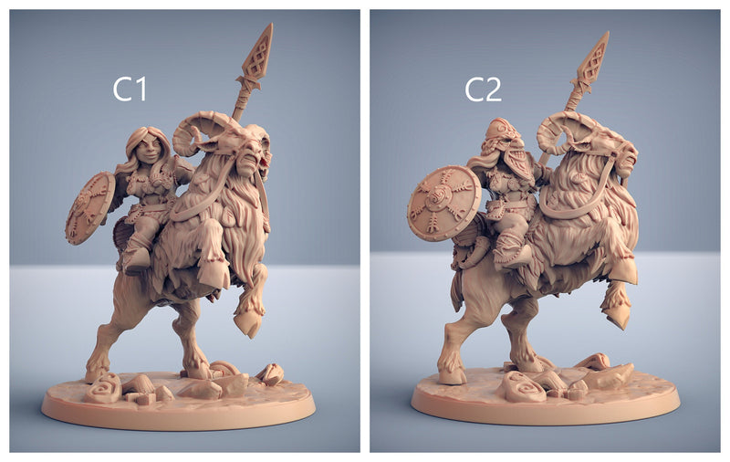 Dwarven Ram Riders - Artisans Guild | Dwarf | Male | Female | Mounted | Melee | Ranged | Fighter | Ranger | Fantasy | DnD | Pathfinder, 32mm-6