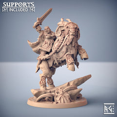 Jarl Gerta - Artisans Guild | Female | Dwarf | Ram | Mounted | Fighter | Melee | Paladin | DnD | Large | Pathfinder | Cleric | Fantasy-1