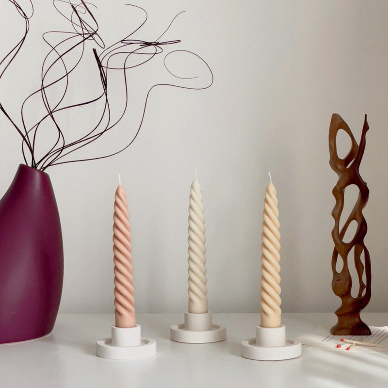 Handmade Twisted Taper Candle: Pastel Dinner Table Decor-1