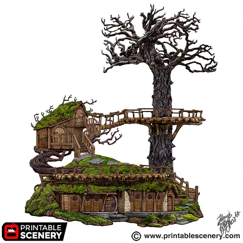 Ranger Barracks - Rise of the Halflings - DnD building | Pathfinder | Forest | Treehouse | Wargaming Terrain | Scatter scenery, Fantasy-6