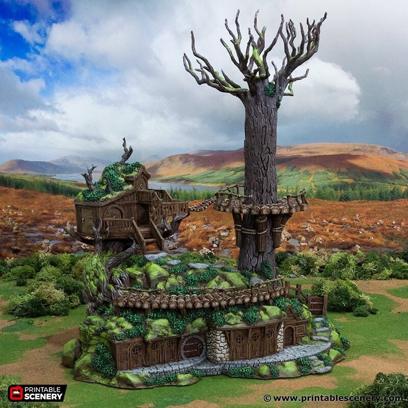 Ranger Barracks - Rise of the Halflings - DnD building | Pathfinder | Forest | Treehouse | Wargaming Terrain | Scatter scenery, Fantasy-1