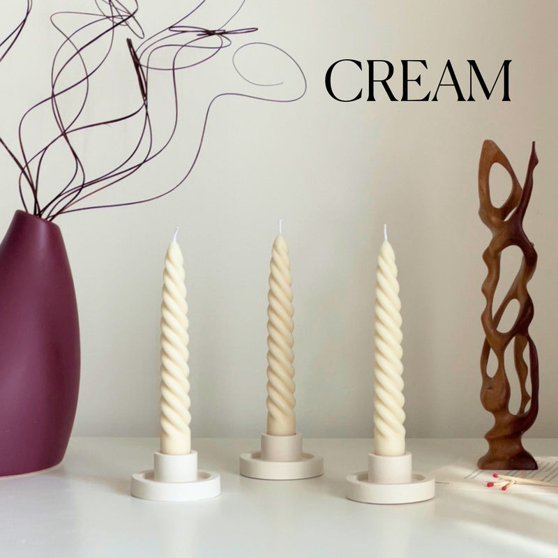 Handmade Twisted Taper Candle: Pastel Dinner Table Decor-3
