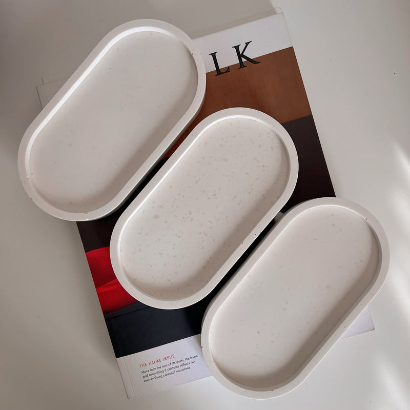 Handmade Jesmonite Oval Trinket Tray: Scandi Home Decor-1