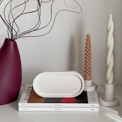 Handmade Jesmonite Oval Trinket Tray: Scandi Home Decor-2
