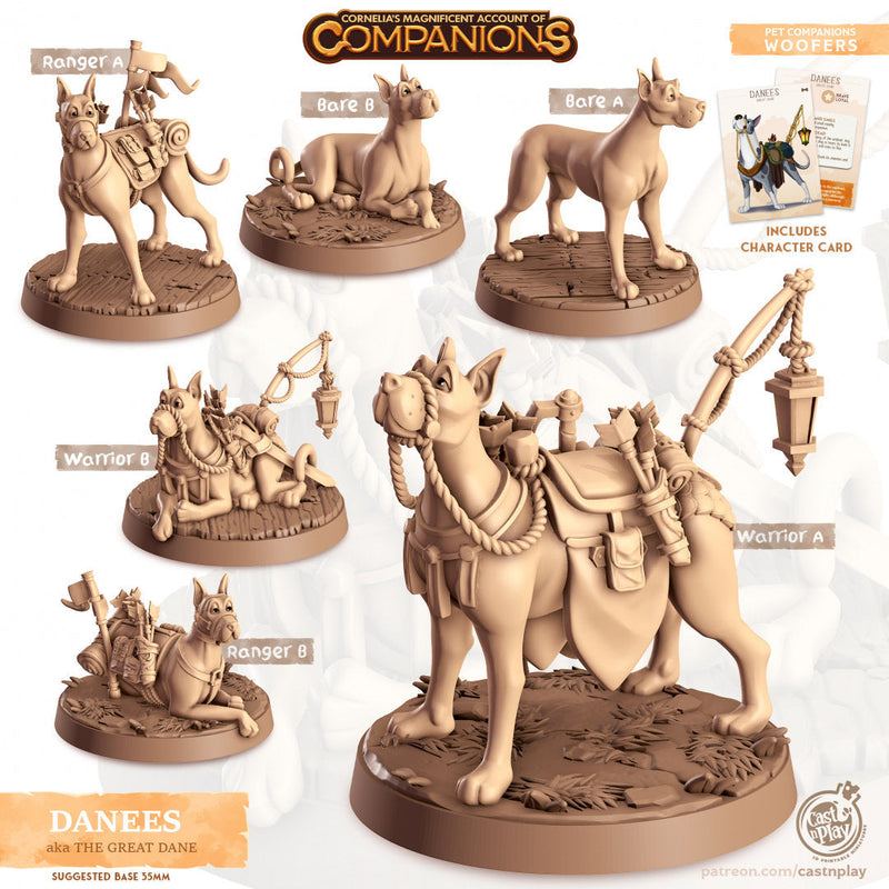 Danees - dnd Great Dane Mini - Cast N Play | Dog | Hound | Familiar | Animal Companion, Ranger, Druid Form, Wizard, Adventurer, Fighter-1