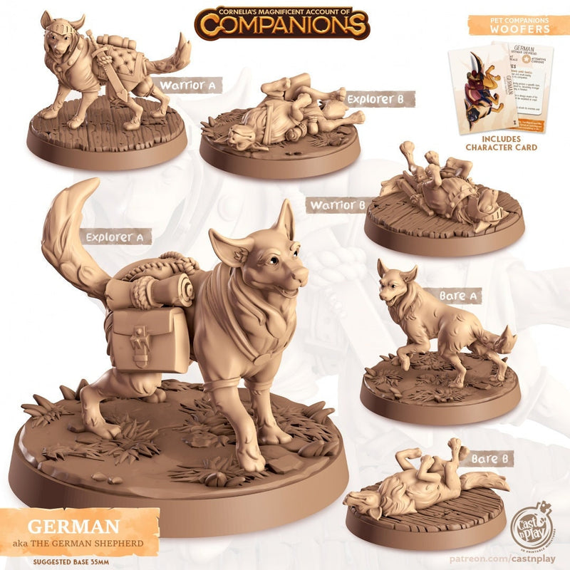 German - dnd German Shepherd mini - Cast N Play, Dog, Hound, Fighter, Familiar, Animal Companion, Ranger, Druid Form, Explorer, Fighter-1