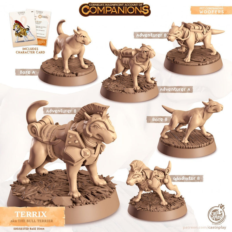 Terrix - dnd Bull Terrier mini - Cast N Play, Dog, Hound, Guard, Familiar, Animal Companion, Ranger, Druid Form, Adventurer, Gladiator-1