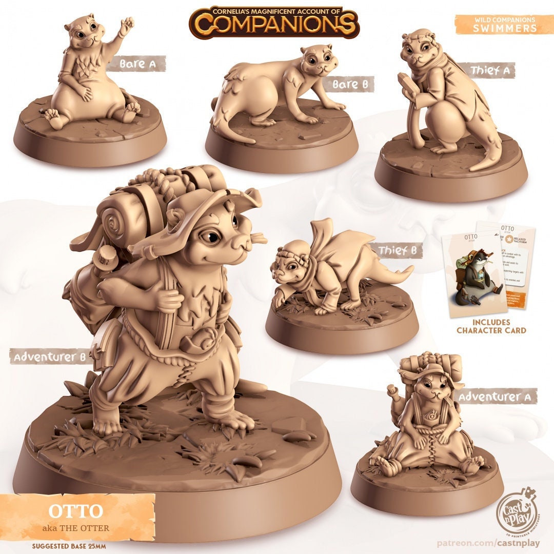 Otto - dnd Otter mini - Cast N Play, Swimmer, Ocean, Friend, Wizard Familiar, Animal Companion, Ranger, Druid Form, Thief, Adventurer, Rogue-1